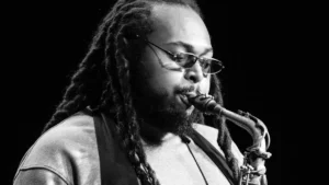 Immanuel Wilkins playing alto saxophone on stage